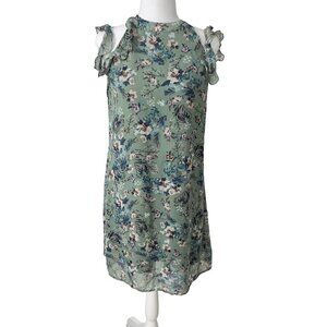 Xhilarartion Floral Ruffle Shoulder Lined Halter Mini Dress (S)